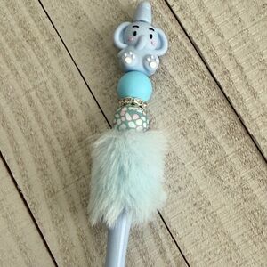 Cute Blue Elephant Pom Pom Pen